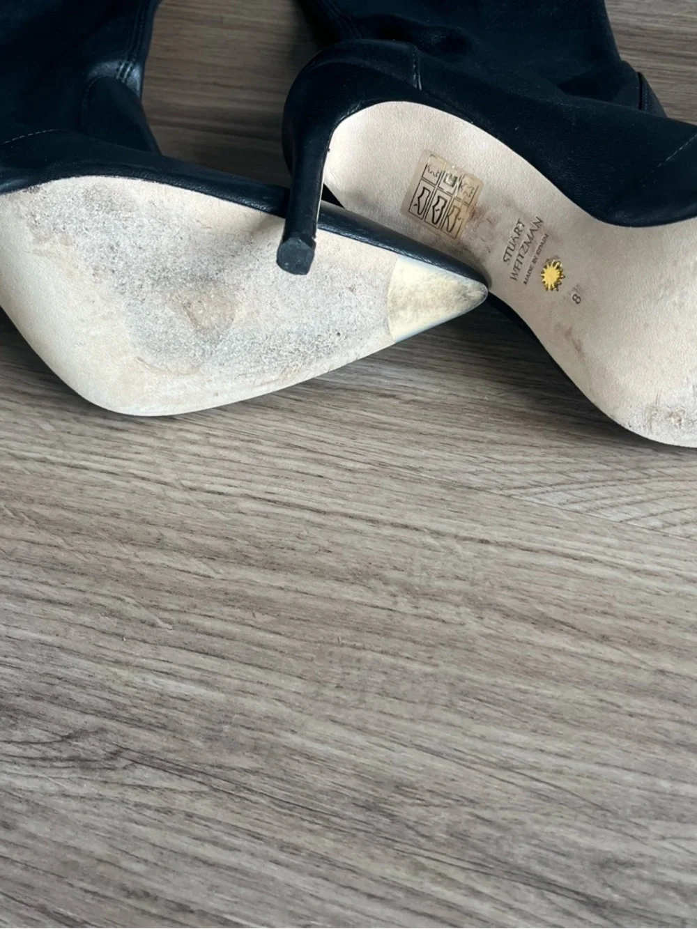 Stuart Weitzman Black Over-the-Knee Pointed Toe Stiletto Boots - Picture 4 of 8